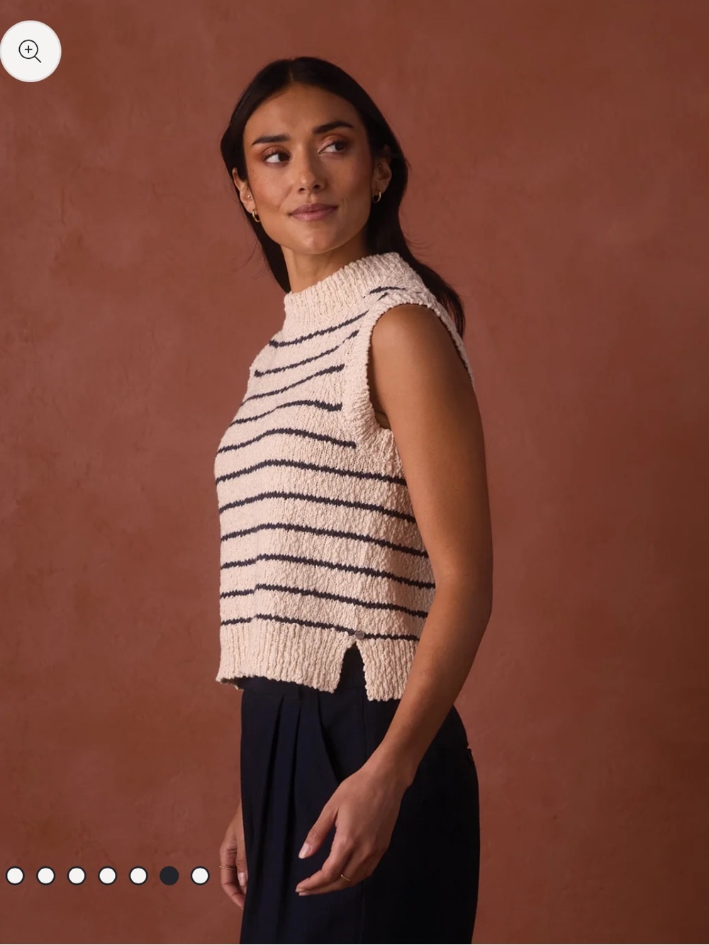 The Normal Brand Louise Knit Tank in Cream/ Navy Stripe Size Medium - Picture 3 of 7